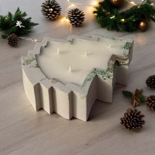 Christmas Tree Concrete Candle